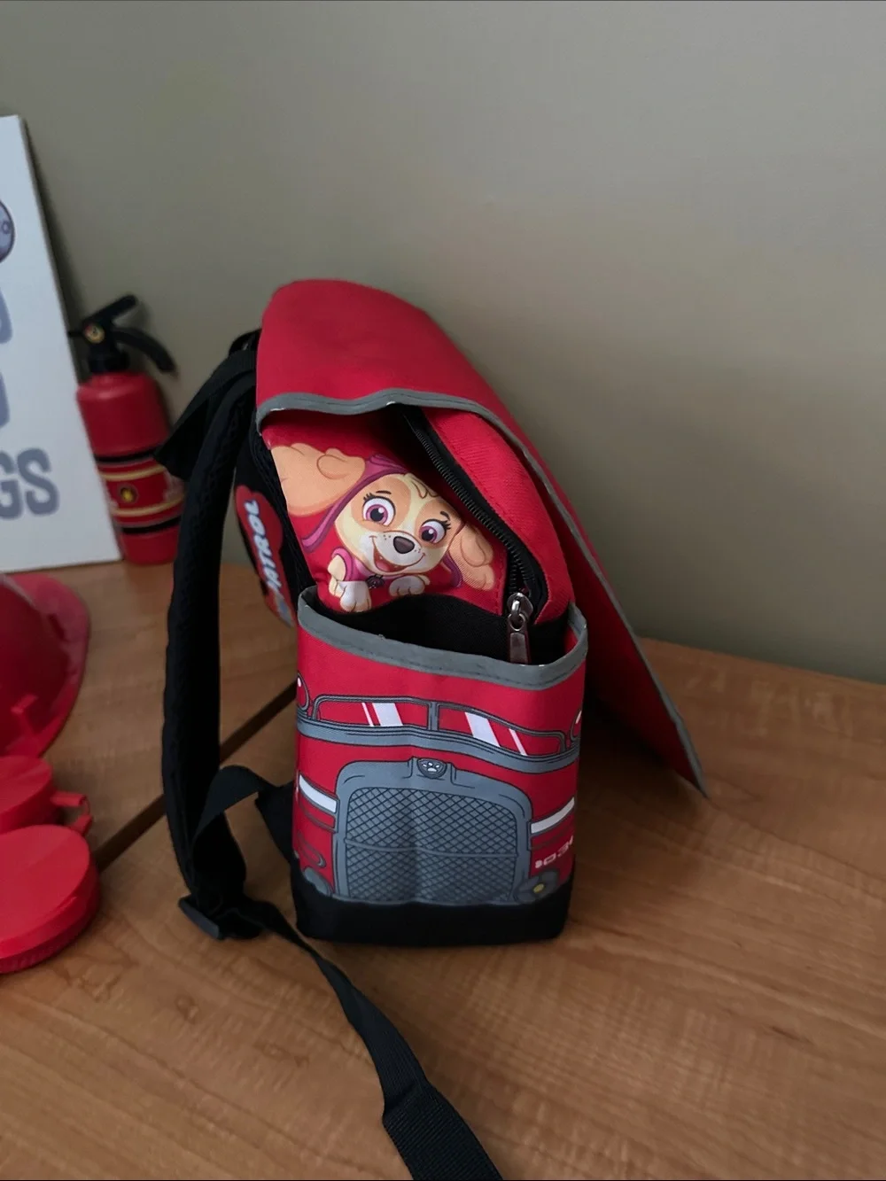 Paw Patrol Red Kids Backpack with Fire Truck Art